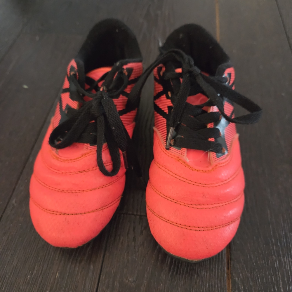 Athletic Works Kids neon Red and Black cleats